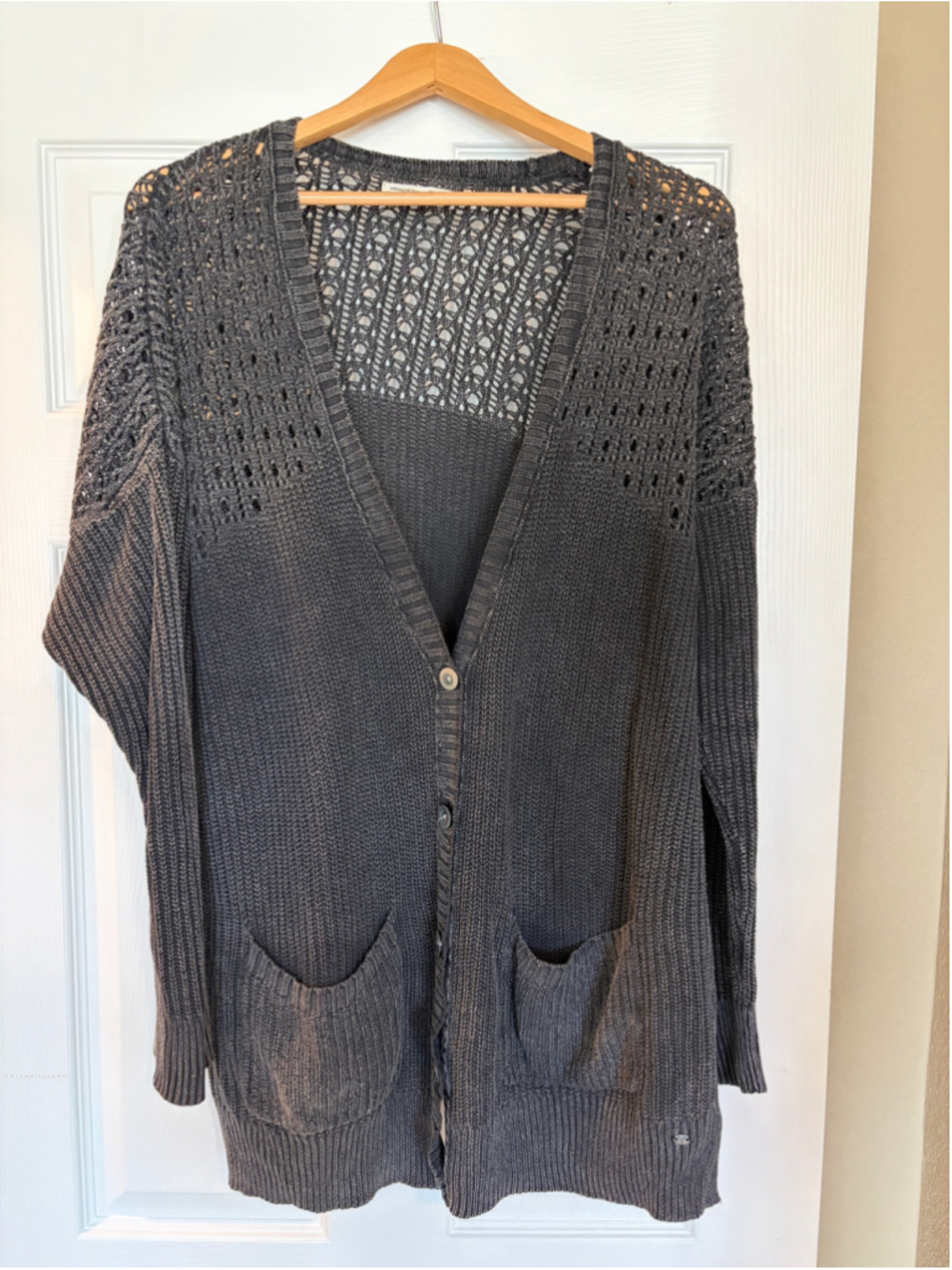 American Eagle Outfitters Cardigan L Open Knit Boho Grunge Granola Girl S8